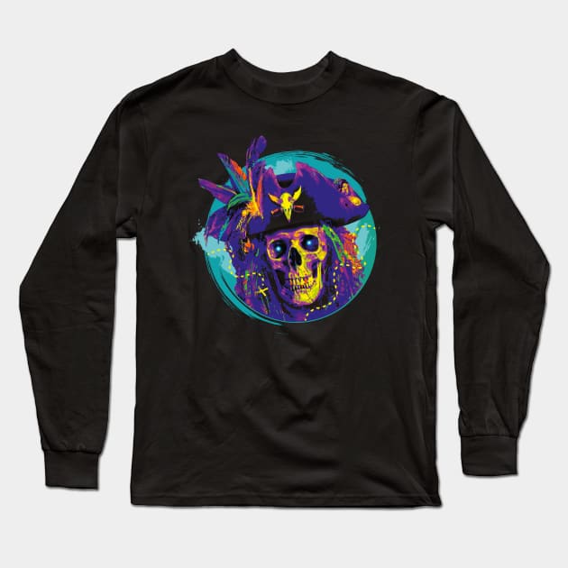 Grinning Undead Pirate Long Sleeve T-Shirt by ArtlifeDesigns